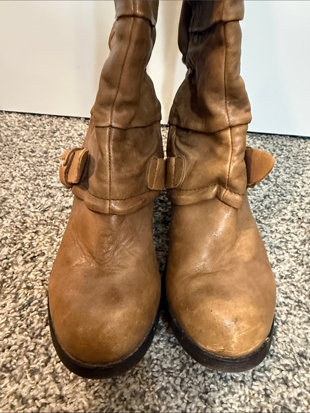 Miz Mooz Soren Tall Camel Buckle Leather Boots 9 - Picture 3 of 11